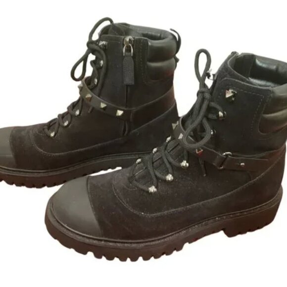 VALENTINO GARAVANI Rockstud Suede Combat Boots size 39/US 9 NWOT - Picture 8 of 14